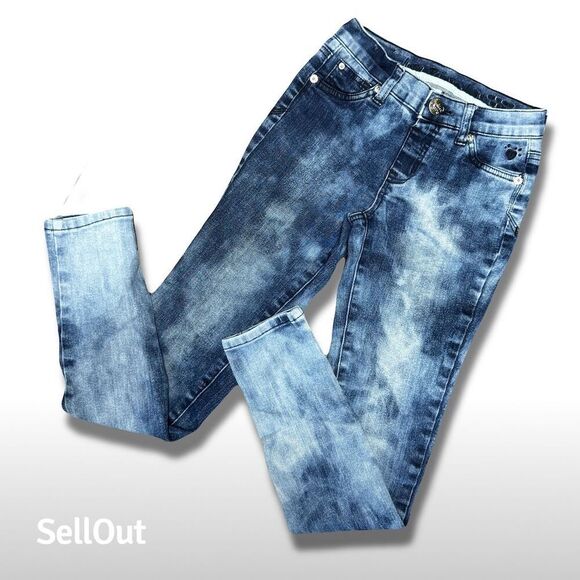 Justice Girls Acid Wash Skinny Jeans Size 12 Slim High-Rise Denim - Picture 1 of 5